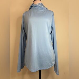 SIMMS Light Blue Long Sleeve Top with solarflex UPF 50/insect shield size large